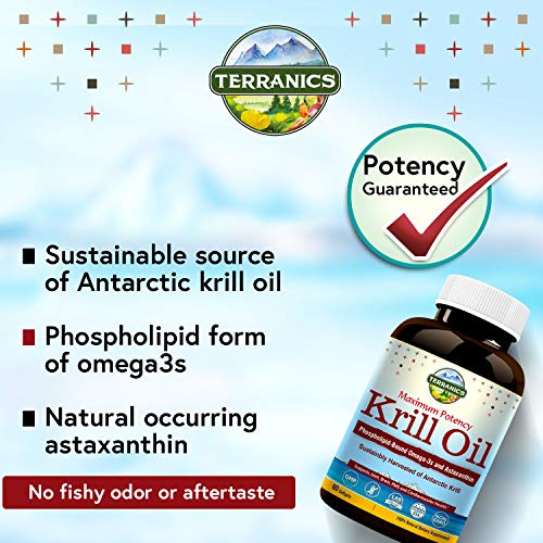 Terranics Krill Oil with Omega3s DHA & EPA, Phospholipids and Astaxanthin, 1250mg, 60 Softgels, Supports Joint, Brain and Cardiovascular Health, NON-GMO, Soy, Dairy & Gluten Free, for men and women - Thumbnail 3