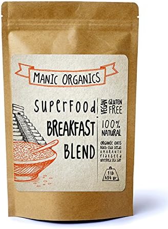 Gluten Free Organic Oatmeal, Chia Seeds, Amaranth, Flaxseed, Unrefined Sea Salt - Non GMO, Organic & 100% Natural GlutenFree Cereal