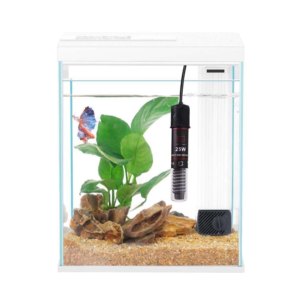 Photo 1 of 2 Gallon Glass Betta Fish Tank with Heater Filter and Light, Self-Cleaning Small Fish Tank Starter Kits.