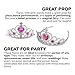 Kicko Tiaras with Pink Heart Stones - 12 Adjustable Pieces - for Kids, Girls, Women, Costume, Dress up, Props, Themed Parties, Weddings, Halloween, Valentine's Day