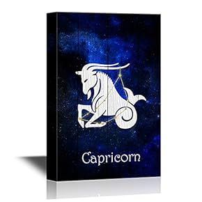 12 Zodiac Signs Constellation Canvas Wall Art - Capricorn - Gallery Wrap Modern Home Art | Ready to Hang - 12x18 inches