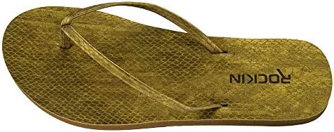 Rockin Footwear Women's Rockin Snake Ladies Flip-Flop, Gold, 8 Standard US