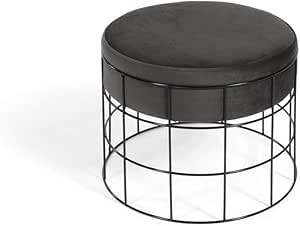 LIFA LIVING Puff Asiento almacenaje, Taburete reposapiés Redondo