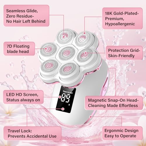 Electric Razors for Women, 120 Min Runtime, IPX8 Shaver for Sensitive Skin | 7D Floating Stainless Steel Blade, Wet & Dry Use, Works on Face, Legs, Arms, Bikini Area, Home & Travel Use