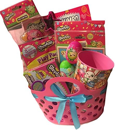 Shopkins Themed Kids Easter &amp; Gift Basket Bundle Set with Candy, Coloring Books, Stickers, Cups and More