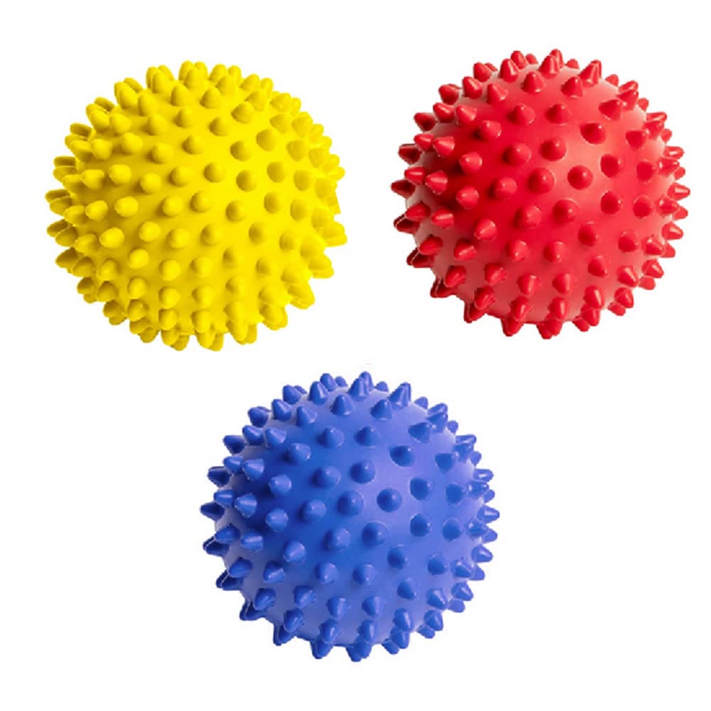 3Pcs Spiky Massage Balls Muscle Roller Massage Ball for Deep Tissue Muscle Recovery Back Shoulder (7.5cm Random Colors)