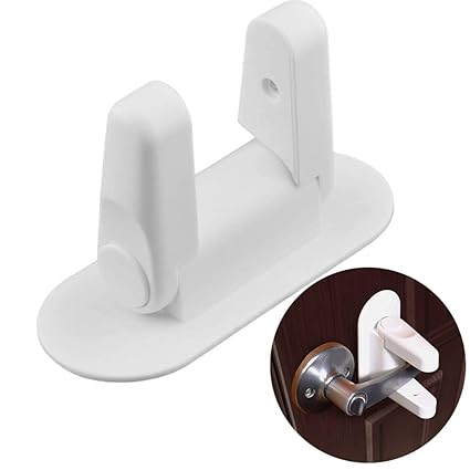 Outgeek Door Lever Lock Self Adhesive Creative Door Handle Lock for Children