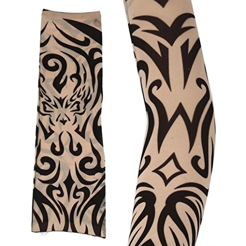Besde Sun Protection Arm Cooling Sleeve Warmers Cuffs UV Protection Tattoo Arm Sleeves (One size, F)
