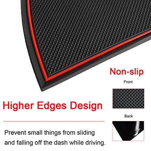 Auovo Dashboard Mat Liner for Dodge Ram Pickup 1500 2500 3500 2011-2018 Interior Accessories Car Dash Trim Rubber Pad Cover Soft Tray(1 PCS) (Red Trim) - Thumbnail 4
