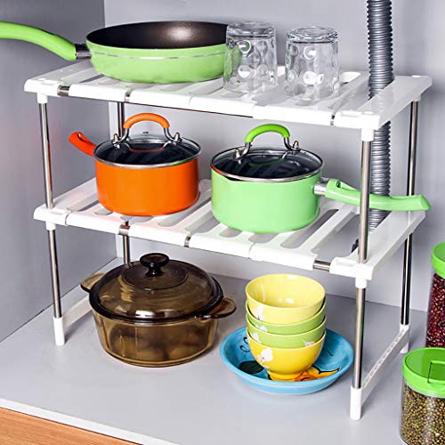 JDgoods 2-Tier Dish Drying Rack – Removable Stainless Steel Kitchen Rack Dish Drainer, Drain Tray Dish Rack, Utensil Holder, Drain Board Kitchen Supplies Storage Rack