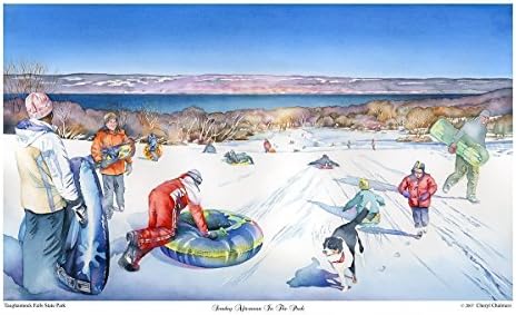 Art Print, Snow Scene, Cayuga Lake, Winter, Finger Lakes, Ithaca Watercolor, 12" x 18" by Cheryl Chalmers