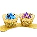 UNIQLED Filigree Artistic Bake Cake Paper Cups Little Vine Lace Laser Cut Liner Cupcake Wrappers Baking Cup Muffin Holder Case for Wedding Birthday Party Decoration (60, Gold)