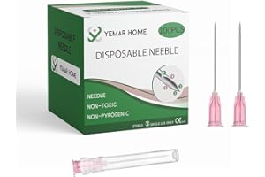 YEMAR HOME 18 Gauge Needle 1.5inch with Cap for Scientific Labs, Individually Wrapped(100Pack)