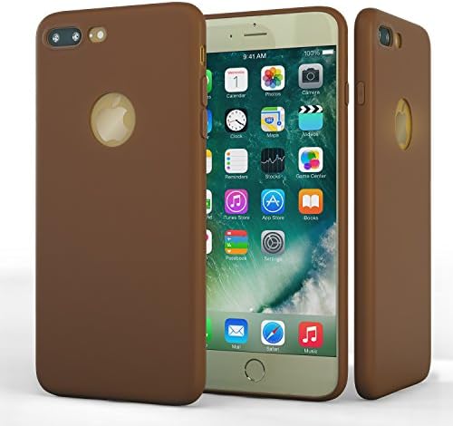 Brown Thin iPhone7 Plus Case- Minimalist, Slim Fit, Anti-Scratch Smart Protection Case For Apple iPhone 7- Flexible Slide, Stylish Silicone iphone 7 Cover For Premium Sound Grip