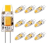 Yuiip No Flicker Led G4 Bulb Bi-Pin Base 2700K Warm White Light Bulb, Dustproof 12v 10W Halogen Replacement (2rd Generation Shockproof AC/DC Lamp) for Landscape RV 10 Pack