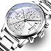 Men's Watches Sports Casual Dress Business Watch Quartz Analog Waterproof Chronograph Date Wristwatch Stainless Steel Band Blue Color