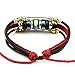 MORE FUN Flower Murano Beads Multilayer Red Leather Metal Tube Rope Wrap Bracelet (Blue)