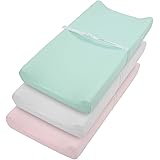 TILLYOU Lot de 3 housses de matelas à langer en jersey ultra doux unisexe pour bébé fille et garçon - 81,3 x 40,6 cm - Confor