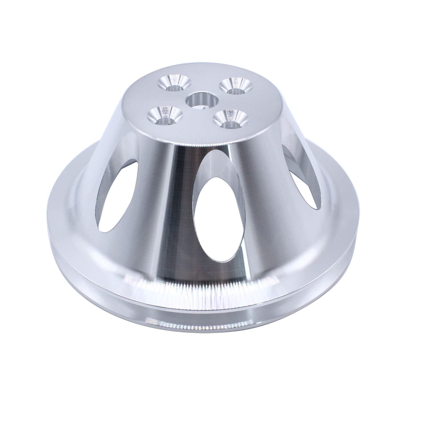 Photo 1 of 1 PC SHLPDFM Crankshaft Pulley 1 Single Groove Short Upper Water Pump Compatible with Small Block Chevy 283 305 327 350 Polished Billet Aluminum Lower