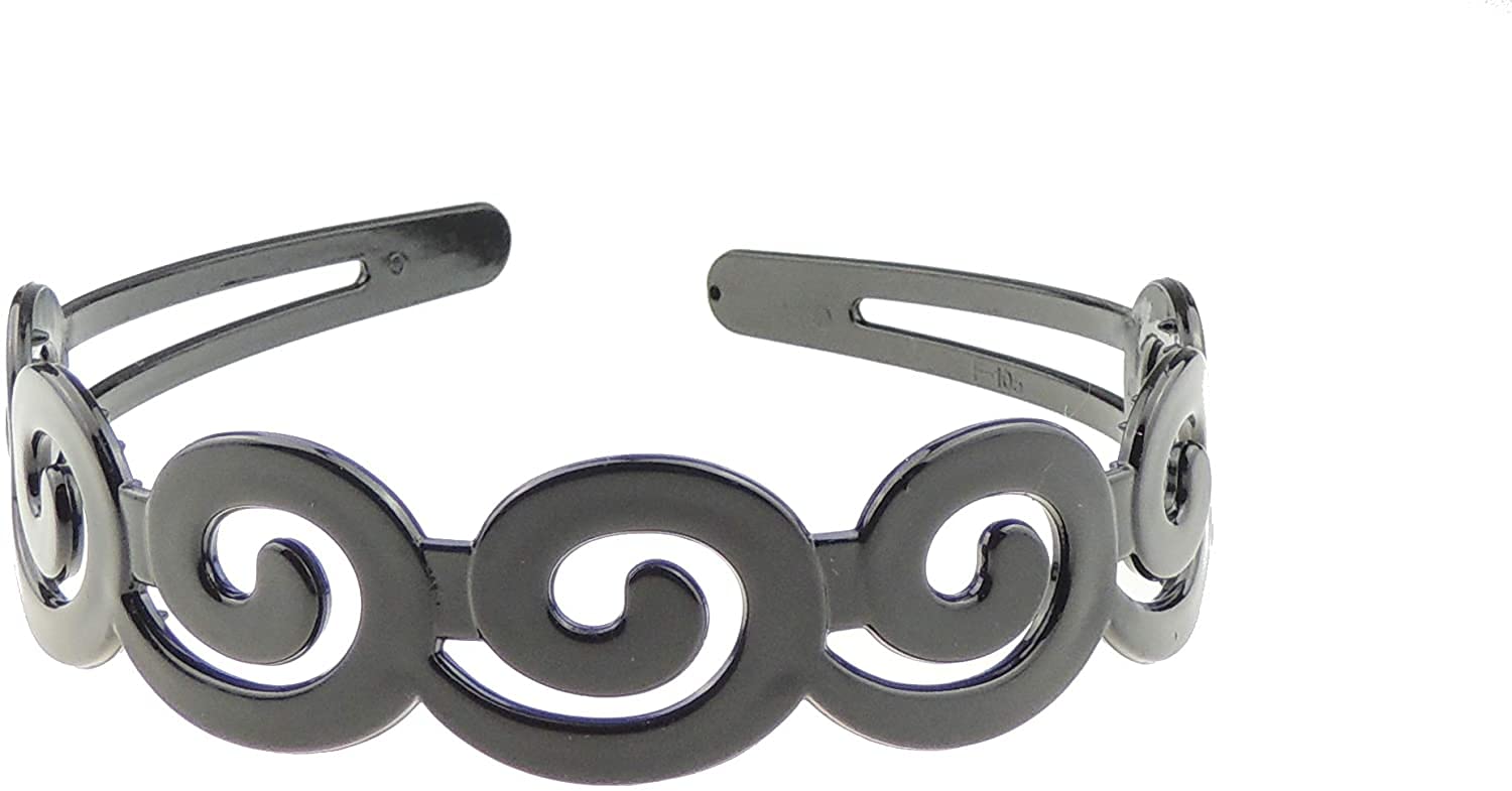 SMALL Head Ladies Girls Wide Stencil Cut Wide Headband Alice Band Swirly Waves (Black)