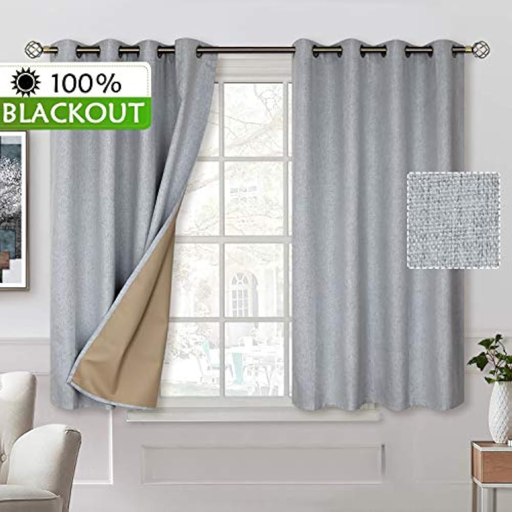 100 Blackout Curtains With Liner For Bedroom, Grommets Thermal