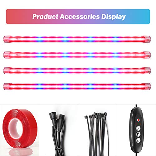 TOPLANET LED Grow Light Strip, 40W 64 LED Chips 4 Dimmable Levels Plant Light with 3H/6H/12H Timer, Red Blue Spectrum Growing Light for Indoor Plants