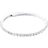 Iaceble Sparkly Rhinestone Open Bangle Bracelet Silver Crystal Cuff Bracelet Crystal Tennis Cuff Bangle Prom Party Wedding Bracelet Jewelry for Women