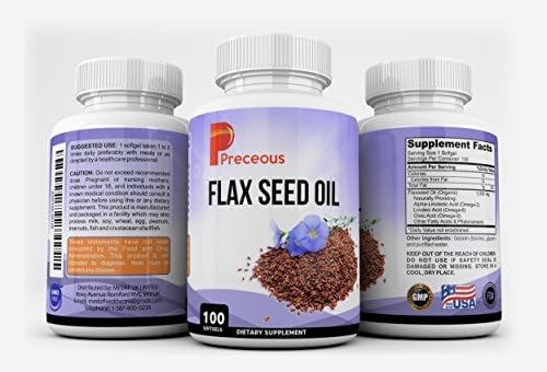 Preceous Organic Flax Seed Oil Dietary Supplement Softgels, Non-GMO Formula For Immune Support And Good Cardiovascular Health