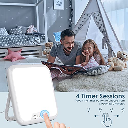 Guina Light Therapy Lamp, Ultra-Thin UV-Free 10000 Lux Therapy Light, Touch Control with Stepless Brightness Levels and 4 Timer Function, Memory Function, 90°Rotatable Stand for a Happy Life