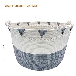 TerriTrophy XXXXLarge Cotton Rope Blanket Basket