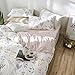 AMWAN Modern Soft Cotton Fitted Sheet Twin Flower Floral Kids Girls Bedding Sheet Deep Pocket Single Bed Sheet Lightweight Teens Children Fitted Sheet Cotton Mattress Cover (NO Pillowcases) 1