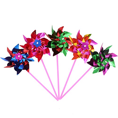Unigift 100 Pcs Plastic Windmill Wind Spinner Pinwheel Kids Toy Lawn Garden Party Decor - Thumbnail 5