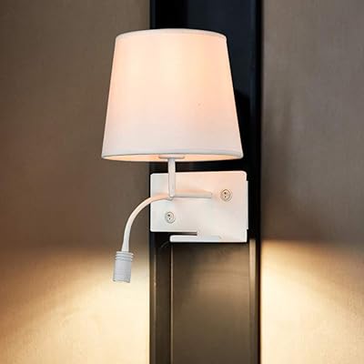 Buy Bedside Wall Sconce Light Fixture 3w 3000k Warm White Led Reading Light With E26 Base Wall Lamps Bedroom Usb Port Wall Mount Light With Fabric Linen Shade Decoration For Bedroom Reading Room Hotel