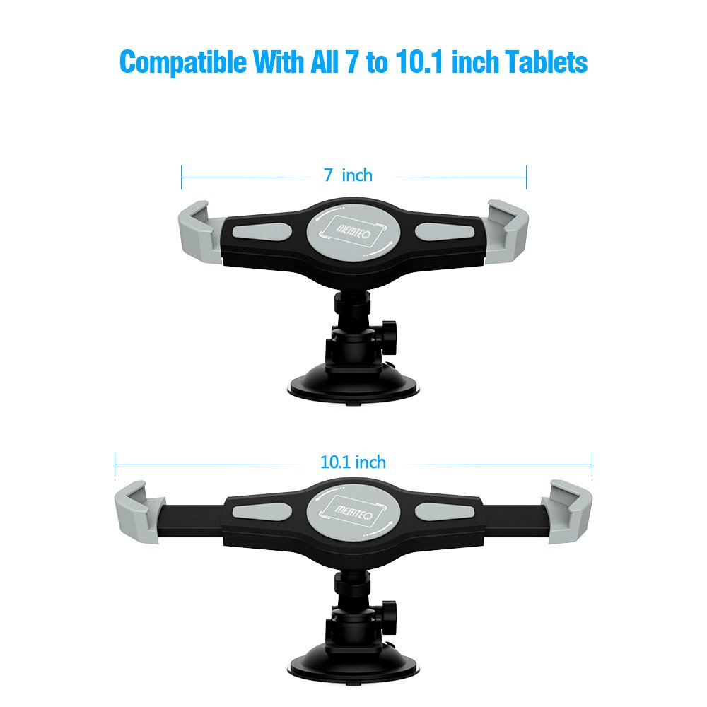iPad Suction Mount, MEMTEQ Windshield Dashboard Car Tablet Holder, 360 Degree Adjustable