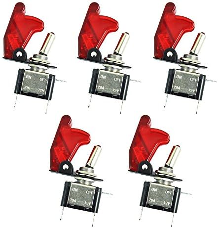 Car Red Cover Red LED Toggle Switch Pack of 5