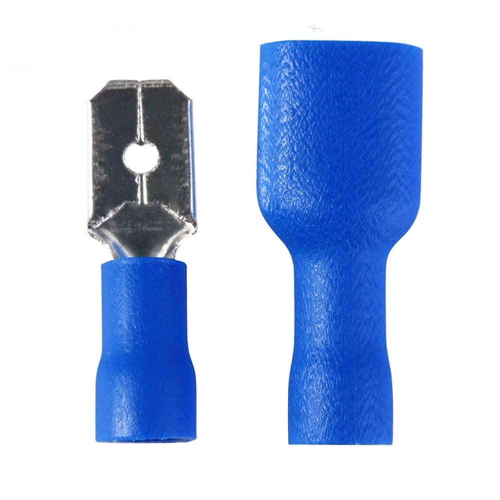 100Pcs Crimp Connectors,Electrical Connectors, Spade Wire Connector Crimp 50 Female and 50 Male(Blue) — image 1