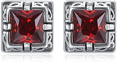 Marwar 925 Sterling Silver Zircon Double Stud Earrings For Women RED Fire Opal Earrings Gifts EAR