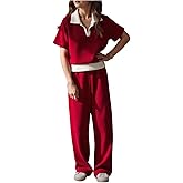 Floerns Girl's 2 Piece Outfit Colorblock Short Sleeve Tee Shirts and Pants Clothing Set