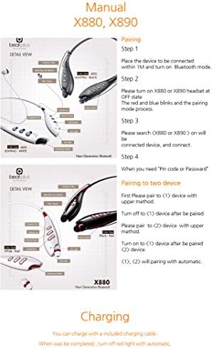 Beat Plus X890 Plus Neck Band Headset Next Generation Blutooth 4.0 Wearable Wireless Earphone Freedom MP3 Player Sweat Proof Equlizer Magnetic Apt X CSR CVC