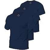 Comfneat Men's 3-Pack Stretchy Undershirts Crew Neck Long Back Hem T-Shirts