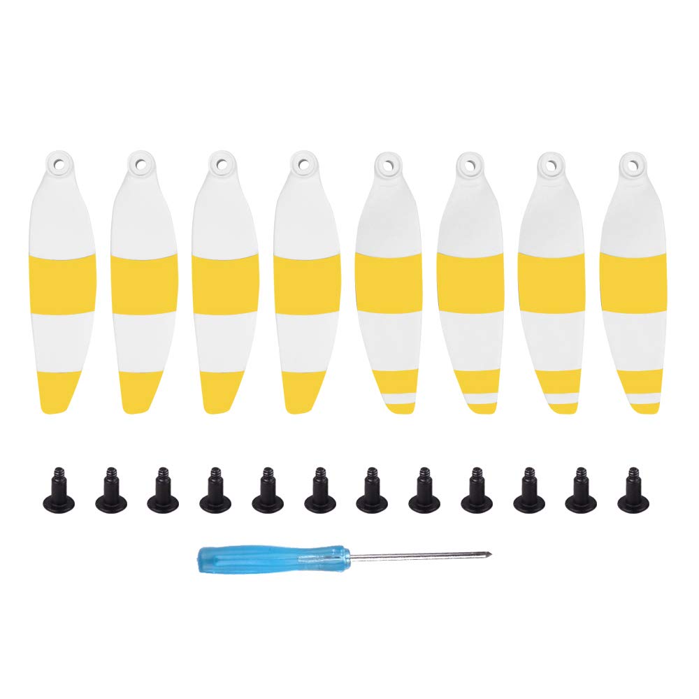 Hensych 4 Pairs 4726F Foldable Low Noise Quiet Flight Propeller Replacement for Mavic Mini Drone,Double-sided Colorful Stripes Propeller Blades(White Yellow)