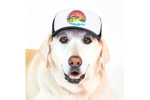 Sunset Collection, PupLid Trucker Hats for Dogs (Large) Premium Stylish Sun Protection for The Modern Dog - Adjustable for Secure Comfortable Fit on Active Dogs (Black, Surfer Dog)