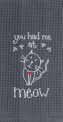 See Kay Dee Designs F0782 Meow Embroidered Waffle Towel Details