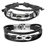 Cupimatch Couples Leather Bracelet Cuff Love Infinity Charm Bangle Men Women