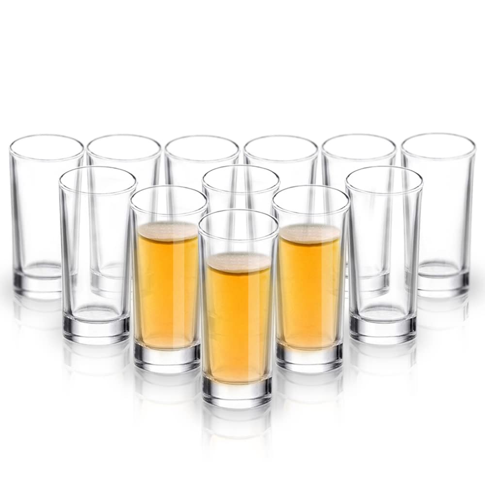 Elivia Shot Glass Set with Heavy Base, 2 oz (6 pack) Clear Glasses for Whiskey, Liqueurs and Dessert - JL01