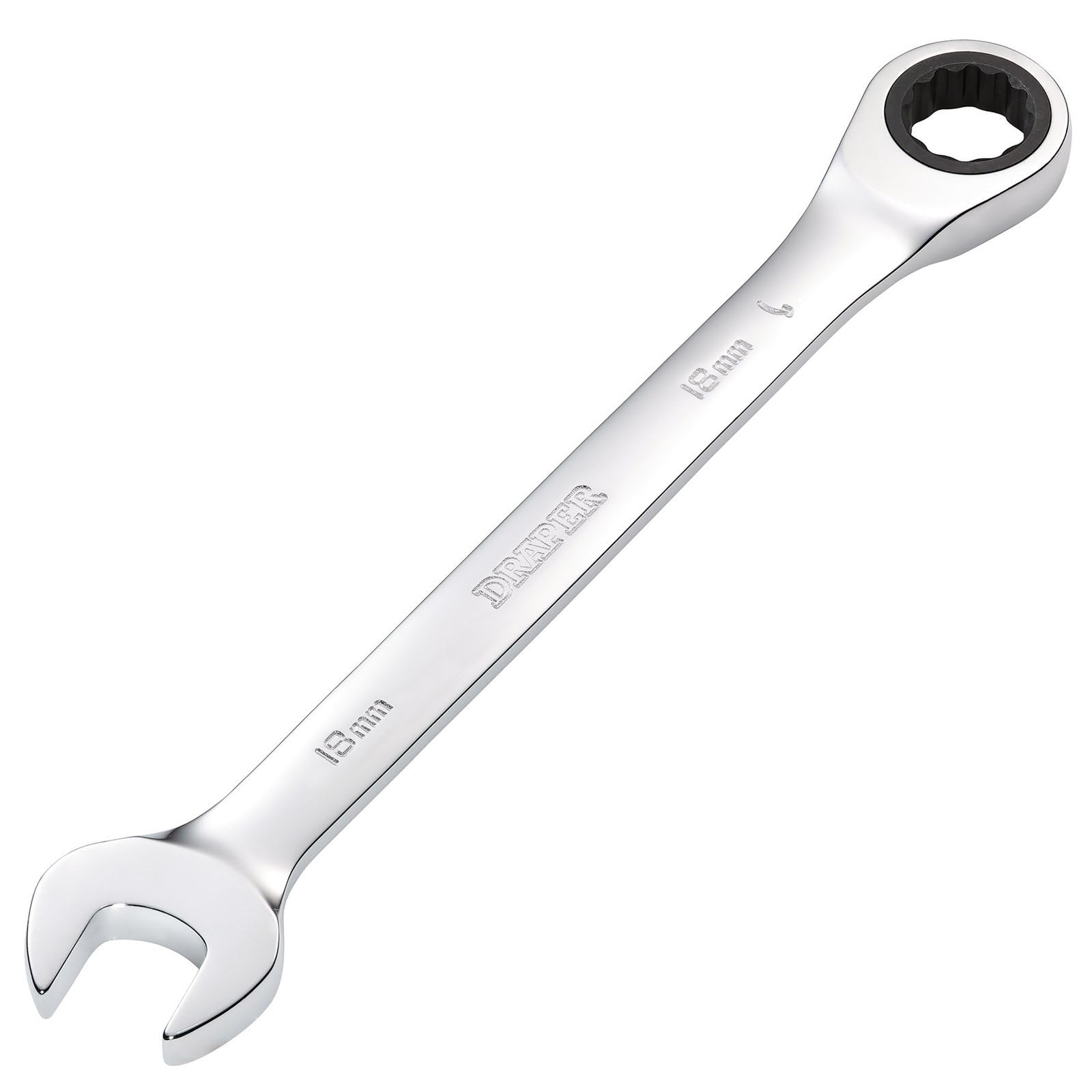 Draper 31015 Hi-Torq Metric Ratcheting Combination Spanner, 18mm