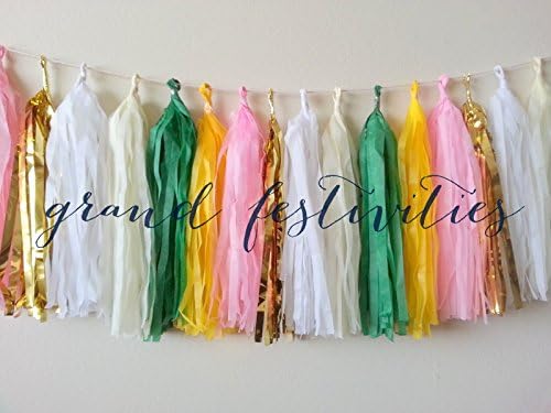 DIY Paper Tissue Tassel Garland White Off White Gold Light Pink Yellow Green Birthday Wedding Bridal Baby Shower Graduation Party Tassel Kit- Prepaganda