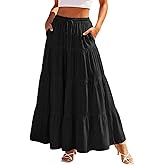 Scarlet Darkness Long Skirts for Women Flowy Boho Tiered Renaissance Maxi Skirt with Pockets