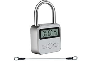 GREATYYT Metal Timer Lock, LCD Display Multi-Function Electronic Time, 99 Hours Max Timing, USB Rechargeable Timer Padlock(Silver)