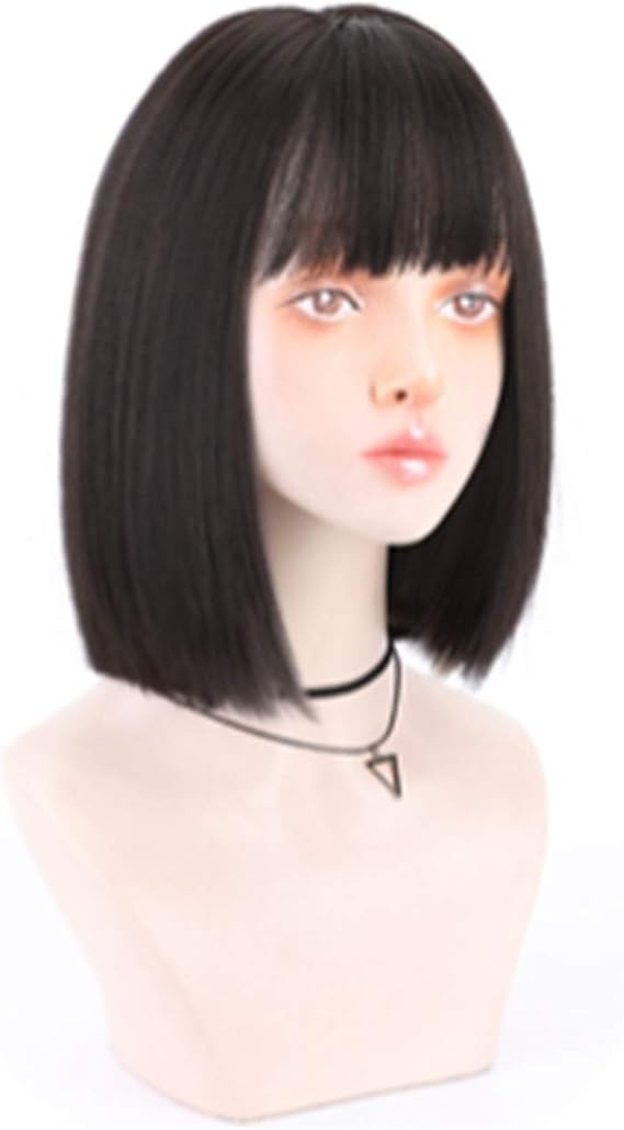 Amazon 21最新のもの ウィッグバングウィッグ髪の女性の長い髪のロックボーンショートヘアスタイルラウンドフェイスエイジプルーフマンヘアシルクナチュラルミドルロングヘアフルセット 色 ライトブラウン 色 Brown Black フルウィッグ 通販